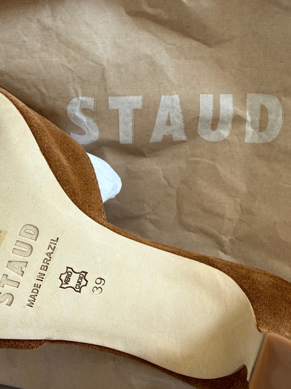 NEW: Staud Brigitte Suede Mule Tan: EU 39 (box included) - Picture 4 of 5